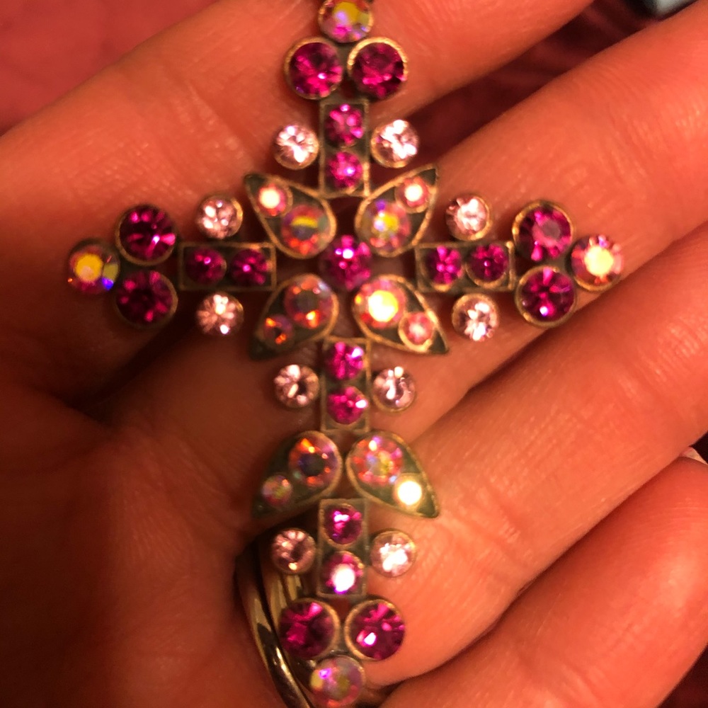 Dark and light pink cross slide in rose gold